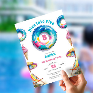Convite Mergulhe no Cinco Festa de Aniversário de Verão 