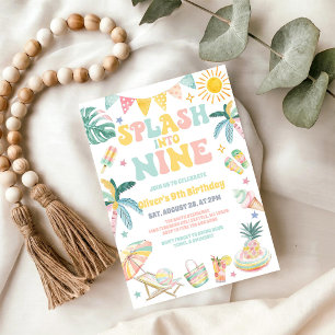 Convite Mergulhe no Nove Festa de Praia Verão Aniversário 