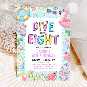 Convite Mergulhe no Oitavo Aniversário da Festa na Piscina