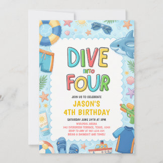 Convite Mergulhe no Quatro Festa na Piscina 4º Aniversário