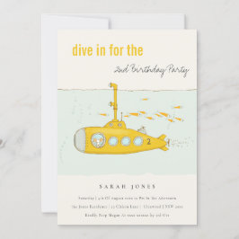 Convite Mergulhe no Submarino Subaquático Amarelo Aniversá