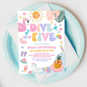 Convite Mergulhe nos Cinco Aniversário de 5 anos de Festa