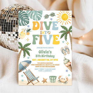 Convite Mergulhe nos Cinco Aniversário de Festa de Praia d