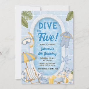 Convite Mergulhe nos Cinco Aniversário de Verão na Piscina