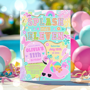 Convite Mergulhe nos Onze Aniversário de Festa de Piscina