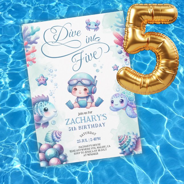 Convite Mergulho Azul em Cinco Debaixo do Mar 5º Aniversár (Criador carregado)