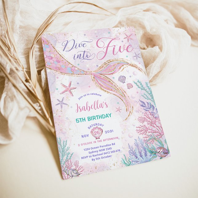 Convite Mergulho mágico em cinco Festas de aniversário de  (Criador carregado)