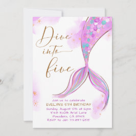 Convite Mergulho Roxo De Sereia Em Cinco 5