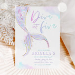 Convite Mergulho Sereia Em Cinco 5<br><div class="desc">Unidade de Sereia em cinco Convites de aniversário de 5 Todos os designs são © PIXEL PERFECTION PARTY LTD</div>