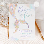Convite Mergulho Sereia Em Cinco 5<br><div class="desc">Unidade de Sereia em cinco Convites de aniversário de 5 Todos os designs são © PIXEL PERFECTION PARTY LTD</div>