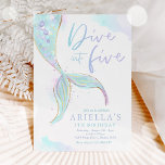 Convite Mergulho Sereia Em Cinco 5<br><div class="desc">Unidade de Sereia em cinco Convites de aniversário de 5 Todos os designs são © PIXEL PERFECTION PARTY LTD</div>