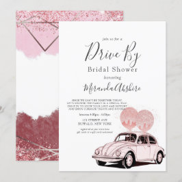 Convite Merlot Blush Pink Car Drive Por Chá de panela Invi