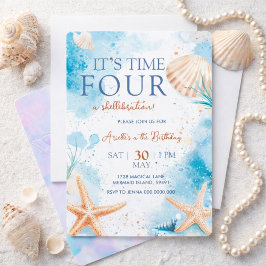 Convite Mermaid 4th Birthday