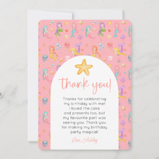 Convite Mermaid Aniversário Foto Obrigado