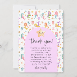 Convite Mermaid Aniversário Foto Obrigado