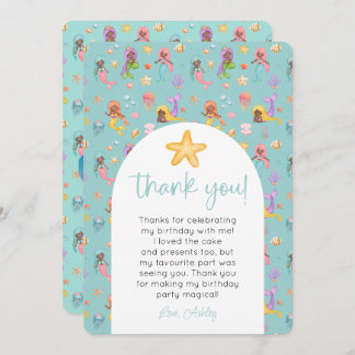 Convite Mermaid Aniversário Foto Obrigado
