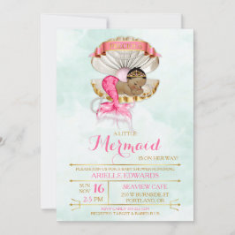 Convite Mermaid Baby Concha de Marisco Tiara Afro-American