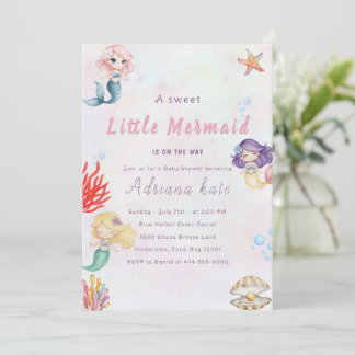 Convite Mermaid Baby Shower Under the Sea Baby Girl Invita