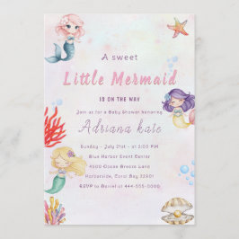 Convite Mermaid Baby Shower Under the Sea Baby Girl Invita