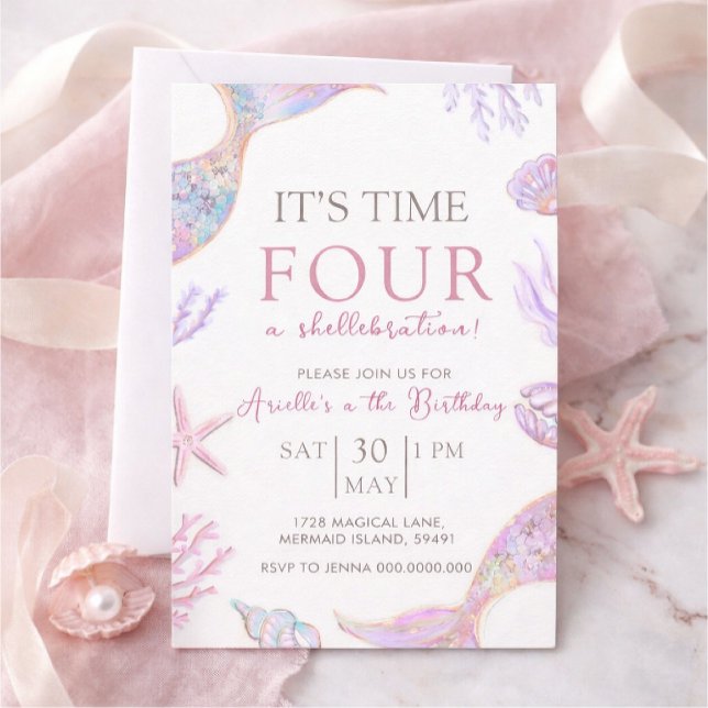 Convite Mermaid Birthday Invitation (Criador carregado)