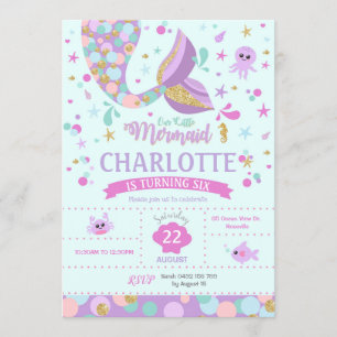 Convite Mermaid Birthday Invoca Sereia