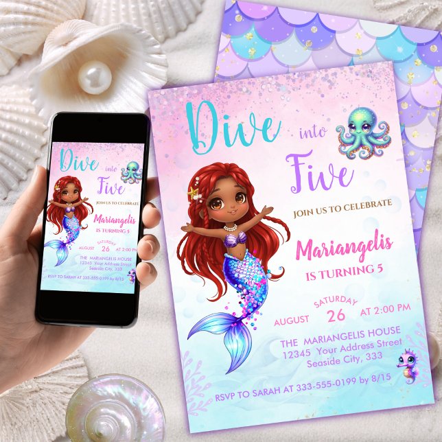 Convite Mermaid Birthday - Under the Sea - Splish splash (Criador carregado)