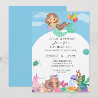 Convite Mermaid Girls - primeiro aniversario do Mar