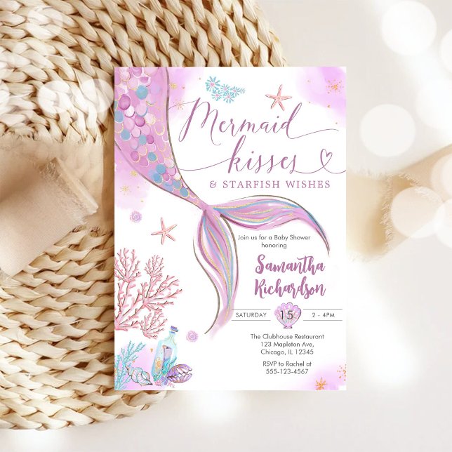 Convite Mermaid Kisses Under the Sea Baby Shower (Criador carregado)