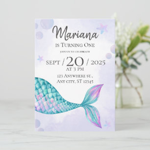 Convite mermaid primeiro aniversario