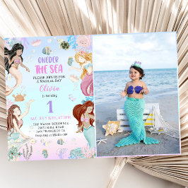 Convite Mermaid primeiro aniversario Oneder Partido do Mar