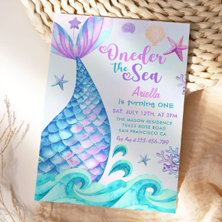Convite Mermaid primeiro aniversario Oneder Partido do Mar