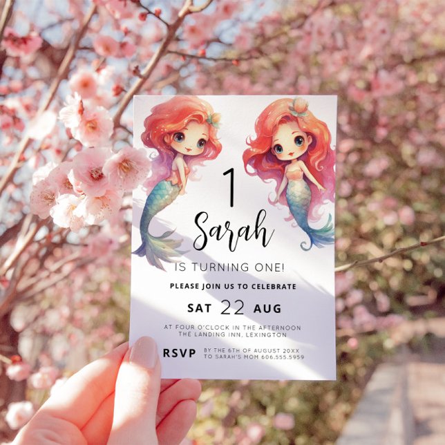 Convite Mermaid primeiro aniversario Party (Criador carregado)