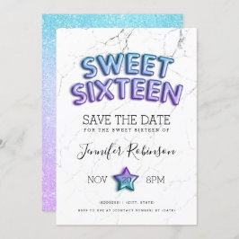 Convite Mermaid Sweet 16 Salve A Glitter Dos Balões De Dat