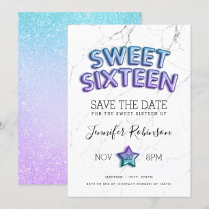 Convite Mermaid Sweet 16 Salve A Glitter Dos Balões De Dat