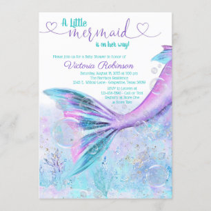 Convite Mermaid Tail Baby Chá de fraldas