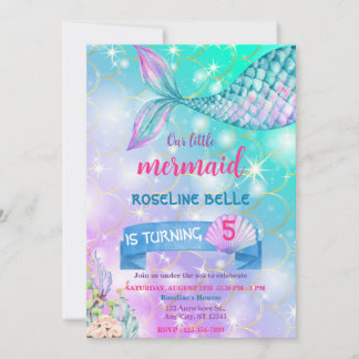 Convite Mermaid Under The Sea Birthday