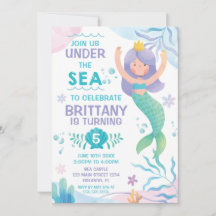 Mermaid Under the Sea cute birthday invitation