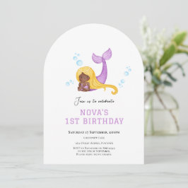 Convite Mermaid Under the sea first birthday invitation