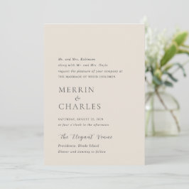 Convite Merrin Beige Elegant Wedding