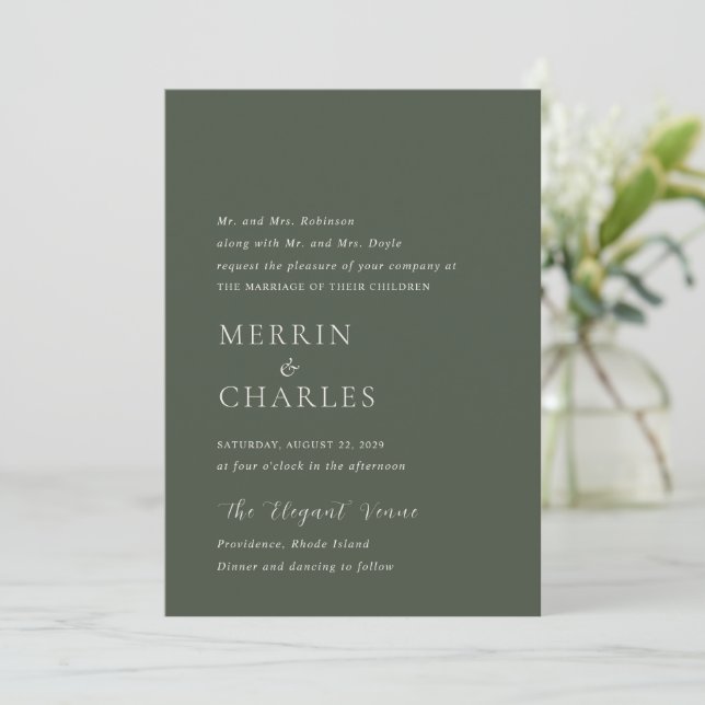 Convite Merrin Moss Elegant Wedding (Em pé/Frente)