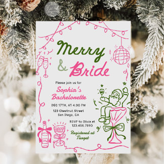 Convite Merry And Bride Christmas Bachelorette Party