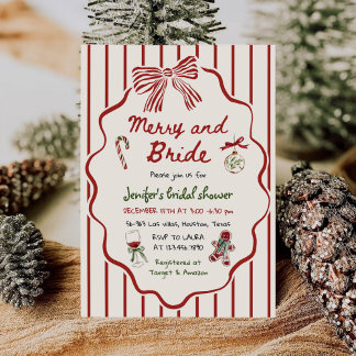 Convite Merry and Bride Hand Drawn Christmas Bridal Shower