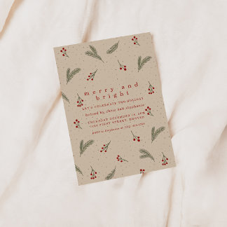 Convite Merry and Bright Holiday Christmas Invite