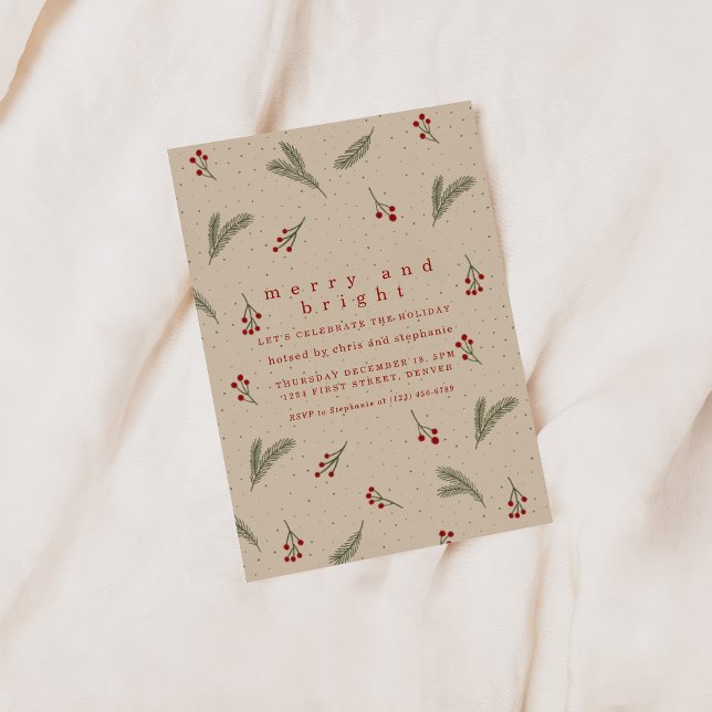 Convite Merry and Bright Holiday Christmas Invite (Criador carregado)