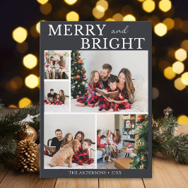 Convite Merry and Bright Minimalist photo Family Christmas