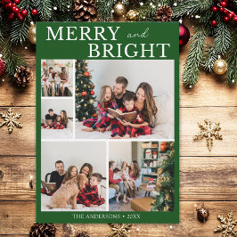 Convite Merry and Bright Minimalist photo Family Christmas