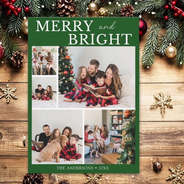 Convite Merry and Bright Minimalist photo Family Christmas (Criador carregado)