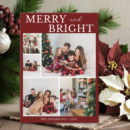 Convite Merry and Bright Minimalist photo Family Christmas