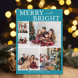 Convite Merry and Bright Minimalist photo Family Christmas