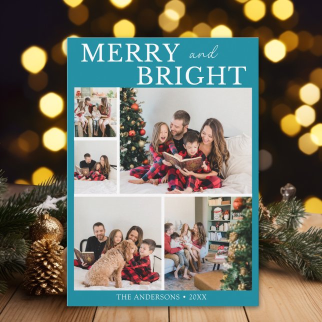 Convite Merry and Bright Minimalist photo Family Christmas (Criador carregado)
